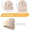 imageAchiou Beanie Hat for Women Men Warm Cuffed Knit Hat for Skiing Running Outdoor SportsPale Yellow