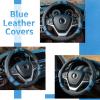 imageAchiou Black and Red Car Steering Wheel Cover Universal 15 inch with Grip Contours Leather Auto for Men and Women NonSlip Breathable Soft and ComfortableBlack  Blue