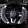 imageAchiou Rhinestone Fluffy Steering Wheel Cover  Comfortable NonSlip Luxury Faux Wool Universal Fit for 145quot to 15quot Steering WheelsBlack and Gray