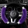 imageAchiou Rhinestone Fluffy Steering Wheel Cover  Comfortable NonSlip Luxury Faux Wool Universal Fit for 145quot to 15quot Steering WheelsBlack and Purple