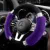 imageAchiou Rhinestone Fluffy Steering Wheel Cover  Comfortable NonSlip Luxury Faux Wool Universal Fit for 145quot to 15quot Steering WheelsBlack and Purple