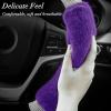 imageAchiou Rhinestone Fluffy Steering Wheel Cover  Comfortable NonSlip Luxury Faux Wool Universal Fit for 145quot to 15quot Steering WheelsBlack and Purple