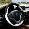 imageAchiou Steering Wheel Cover Microfiber Leather and Viscose Breathable Mesh Universal 14515 inch Refreshing and ComfortableWhite and Black