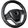 imageAchiou Black and Red Car Steering Wheel Cover Universal 15 inch with Grip Contours Leather Auto for Men and Women NonSlip Breathable Soft and ComfortableBlack  Black