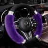 imageAchiou Rhinestone Fluffy Steering Wheel Cover  Comfortable NonSlip Luxury Faux Wool Universal Fit for 145quot to 15quot Steering WheelsBlack and Purple