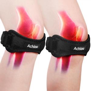 imageAchiou 2 Pack Patella Knee Strap Pain Relief Patellar Tendon Support Strap Knee Band Brace with Patella Stabilizer for Osgood Schlatter Squats Runner Jumper Tendonitis HikingBlack