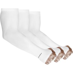 imageAchiou Arm Sun Sleeves Compression UV Protection Cooling for Men Women Summer Sunblock Basketball Football Cover Arms Tattoo3 Pairs White