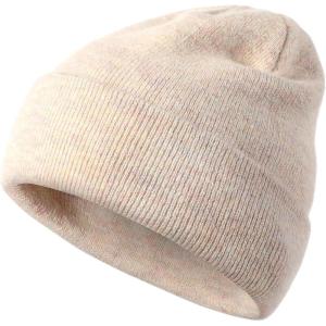 imageAchiou Beanie Hat for Women Men Warm Cuffed Knit Hat for Skiing Running Outdoor SportsPale Yellow