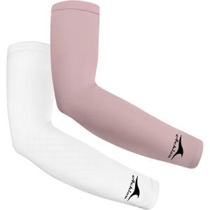 imageAchiou Cooling Ice Silk Arm Sleeves Summer UV Sun Protection Compression Sleeves UPF 50 for Women Volleyball Youth Sports2 Pairs 1pair White 1 Pair Pink