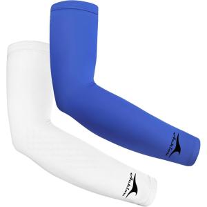 imageAchiou Cooling Ice Silk Arm Sleeves Summer UV Sun Protection Compression Sleeves UPF 50 for Women Volleyball Youth Sports2 Pairs 1pair White 1 Pair Royal Blue