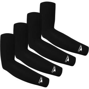 imageAchiou Cooling Ice Silk Arm Sleeves Summer UV Sun Protection Compression Sleeves UPF 50 for Women Volleyball Youth Sports4 Pairs Black