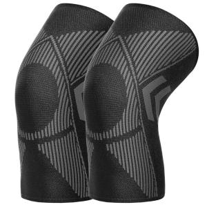 imageAchiou Knee Braces for Knee Pain Relief 2 Pack Knee Brace for Meniscus Tear Knee Compression Sleeves for Men Women Knee Support Pad for Working Out Arthritis ACL Running Joint RecoveryBlack