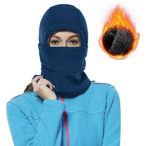 imageAchiou Ski Mask for Women Men Sherpa Hood Ski Mask Winter Balaclava Windproof Hooded Scarf Cold Weather Hat Neck WarmerBlue