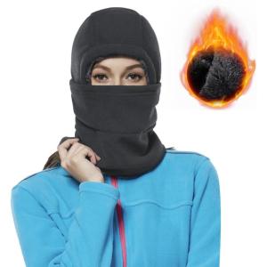imageAchiou Ski Mask for Women Men Sherpa Hood Ski Mask Winter Balaclava Windproof Hooded Scarf Cold Weather Hat Neck WarmerGray