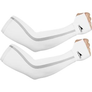 imageAchiou UV Sun Protection Cooling Arm Sleeves UPF50 Arm Compression Sleeves for Women Summer Sunblockn Football Golf2white