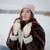 imageAchiou Warm Fingerless Gloves for Women Men Convertible Winter Fingerless Mittens with Fliptop Cover Knitted Wool FabricApricot