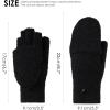 imageAchiou Warm Fingerless Gloves for Women Men Convertible Winter Fingerless Mittens with Fliptop Cover Knitted Wool FabricBlack