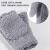 imageAchiou Warm Fingerless Gloves for Women Men Convertible Winter Fingerless Mittens with Fliptop Cover Knitted Wool FabricGrey