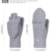 imageAchiou Warm Fingerless Gloves for Women Men Convertible Winter Fingerless Mittens with Fliptop Cover Knitted Wool FabricGrey