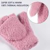 imageAchiou Warm Fingerless Gloves for Women Men Convertible Winter Fingerless Mittens with Fliptop Cover Knitted Wool FabricPink