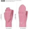 imageAchiou Warm Fingerless Gloves for Women Men Convertible Winter Fingerless Mittens with Fliptop Cover Knitted Wool FabricPink