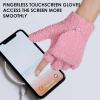 imageAchiou Warm Fingerless Gloves for Women Men Convertible Winter Fingerless Mittens with Fliptop Cover Knitted Wool FabricPink
