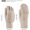 imageAchiou Winter Fingerless Gloves for Men Women Convertible Warm Half Finger Mitten Gloves Flip Top Knitted Clamshell GlovesBeige