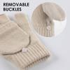 imageAchiou Winter Fingerless Gloves for Men Women Convertible Warm Half Finger Mitten Gloves Flip Top Knitted Clamshell GlovesBeige