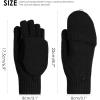 imageAchiou Winter Fingerless Gloves for Men Women Convertible Warm Half Finger Mitten Gloves Flip Top Knitted Clamshell GlovesBlack