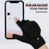 imageAchiou Winter Fingerless Gloves for Men Women Convertible Warm Half Finger Mitten Gloves Flip Top Knitted Clamshell GlovesBlack