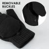 imageAchiou Winter Fingerless Gloves for Men Women Convertible Warm Half Finger Mitten Gloves Flip Top Knitted Clamshell GlovesBlack