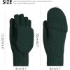imageAchiou Winter Fingerless Gloves for Men Women Convertible Warm Half Finger Mitten Gloves Flip Top Knitted Clamshell GlovesGreen
