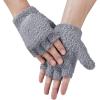 imageAchiou Warm Fingerless Gloves for Women Men Convertible Winter Fingerless Mittens with Fliptop Cover Knitted Wool FabricGrey