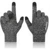imageAchiou Winter Gloves Glove for Men Women Upgraded Touch Screen Texting Warm Running with Thermal Soft Knit LiningBlack  White