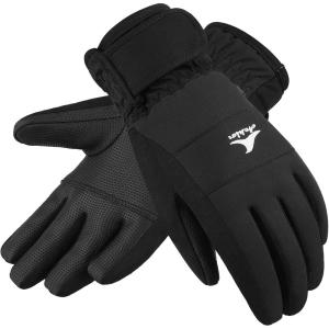 imageAchiou Kids Ski Gloves Waterproof Winter Snow Snowboard Gloves Warm Touchscreen for Kids Boys Girls Children Skiing CyclingBlack
