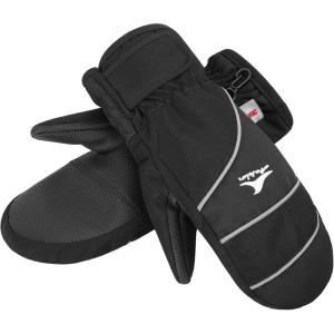 imageAchiou Kids Ski Gloves Waterproof Winter Snow Snowboard Gloves Warm Touchscreen for Kids Boys Girls Children Skiing CyclingMittensblack