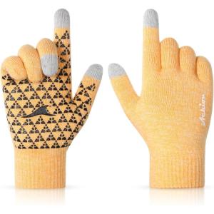 imageAchiou Winter Gloves Glove for Men Women Upgraded Touch Screen Texting Warm Running with Thermal Soft Knit LiningAngelyellow