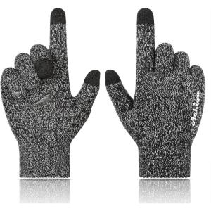 imageAchiou Winter Gloves Glove for Men Women Upgraded Touch Screen Texting Warm Running with Thermal Soft Knit LiningBlack  White