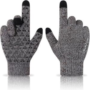 imageAchiou Winter Gloves Glove for Men Women Upgraded Touch Screen Texting Warm Running with Thermal Soft Knit LiningCoffee  White