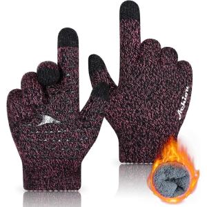 imageAchiou Winter Gloves for Men Women Touch Screen Gloves Upgraded Thicken AntiSlip Silicone Gel Thermal Soft Knit LiningRose Red Thick