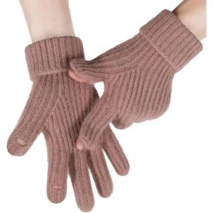 imageAchiou Winter Knit Gloves for Men Women Touch Screen Texting Knitted Gloves Touchscreen Warm Outdoor Soft Elastic LiningPink