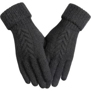 imageAchiou Women Winter Gloves Touch Screen Gloves Elastic Soft Warm Knit Lined One SizeBlack