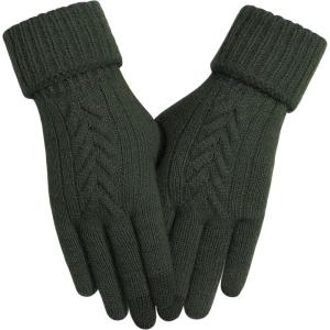 imageAchiou Women Winter Gloves Touch Screen Gloves Elastic Soft Warm Knit Lined One SizeGreen