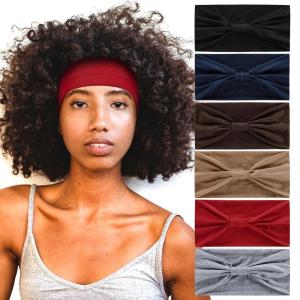 imageAchiou Wide Headbands for Women Non Slip Fashion Boho Knotted Hair Bands for Womes  Cotton Elastic Hair Wrap for Girls Running Sport Yoga6 PackCombination B