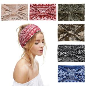imageAchiou Wide Headbands for Women Non Slip Fashion Boho Knotted Hair Bands for Womes  Cotton Elastic Hair Wrap for Girls Running Sport Yoga6 PackCombination G