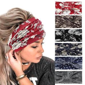 imageAchiou Wide Headbands for Women Non Slip Fashion Boho Knotted Hair Bands for Womes  Cotton Elastic Hair Wrap for Girls Running Sport Yoga6 PackCombination F