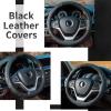 imageAchiou Gray Car Steering Wheel Cover Universal 15 inch with Grip Contours Leather Auto for Men and Women NonSlip Breathable Soft and ComfortableBlack  Black