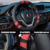 imageAchiou Gray Car Steering Wheel Cover Universal 15 inch with Grip Contours Leather Auto for Men and Women NonSlip Breathable Soft and ComfortableBlack  Red