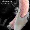 imageAchiou Rhinestone Fluffy Steering Wheel Cover  Comfortable NonSlip Luxury Faux Wool Universal Fit for 145quot to 15quot Steering WheelsBlack and Pink