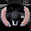 imageAchiou Rhinestone Fluffy Steering Wheel Cover  Comfortable NonSlip Luxury Faux Wool Universal Fit for 145quot to 15quot Steering WheelsBlack and Pink
